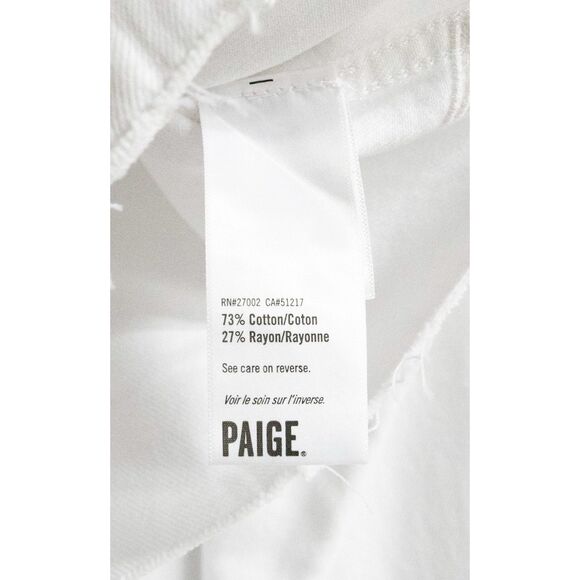 Paige Relaxed Vivienne Cropped Jean Denim Jacket w/ Raw Hem in Crisp White XL - Picture 12 of 15